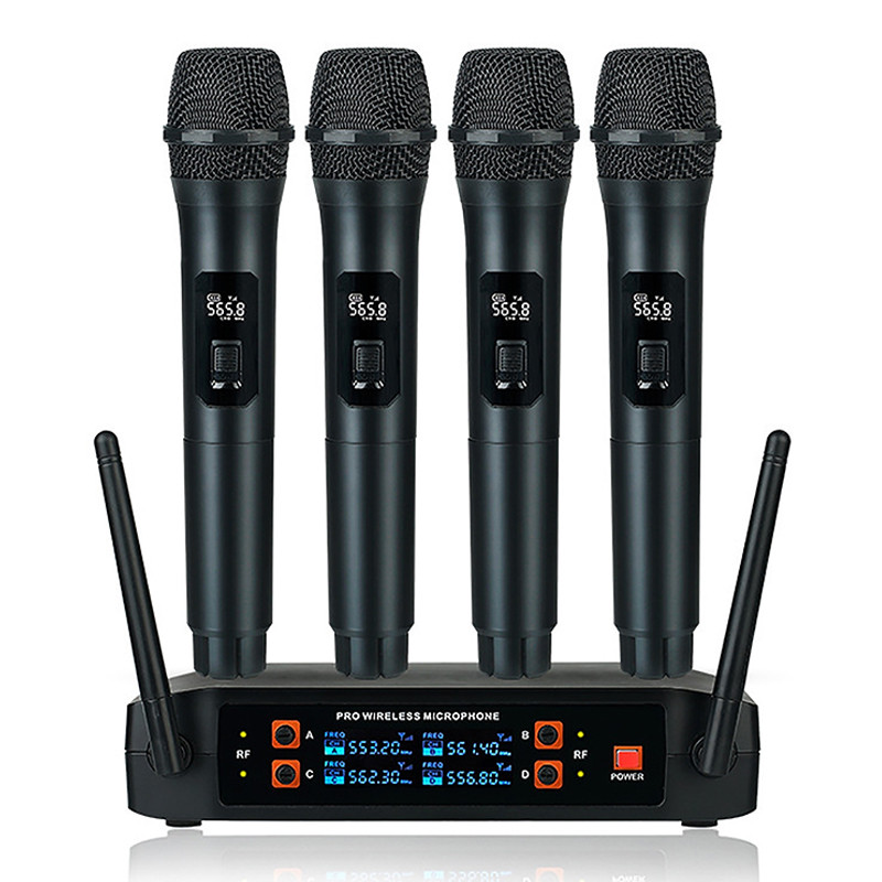 Professional VHF Wireless Microphone System 4 Channel Handheld