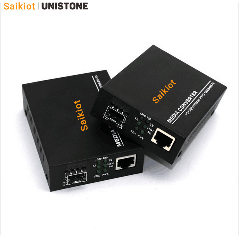 Saikiot SFP Media Converter 10/100/1000 Base Media Converter Fiber Optic Media Converter 10/100/1000