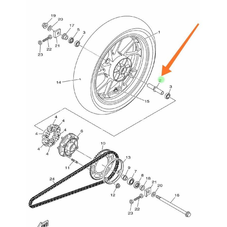 B97-F530S-00 bosh tengah roda belakang r15 v3 mt15 xsr vixion r ori