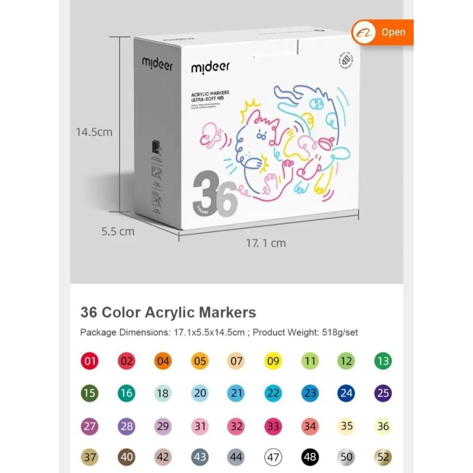

Mideer Acrylic Marker Spidol Akrilik Lembut Ultra Soft Nib 24 36 60 Pcs Warna Colors Spidol Mewarnai