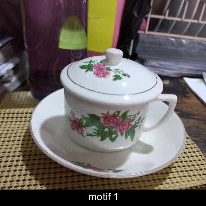 CANGKIR LEPEK TUTUP KERAMIK VINTAGE