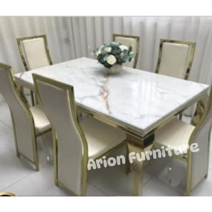 Meja Makan Marmer 6 Kursi