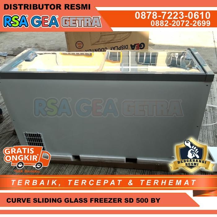 Sliding Curve Glass Freezer 500 Liter Gea Sd-500By Freezer Kaca