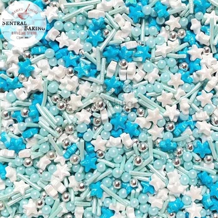 

Sprinkle Kue Bintang Mutiara Biru Putih 2 / Springkle Kue Springkel