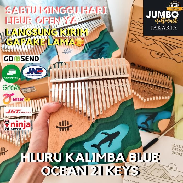 Kalimba 17 Key Hluru Ocean Wood Resin Kalimba 17 Keys Thumb Piano Ori