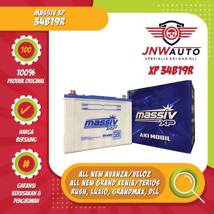Aki Mobil Massiv Xp 34B19R Untuk Avanza, Xenia, Rush, Terios