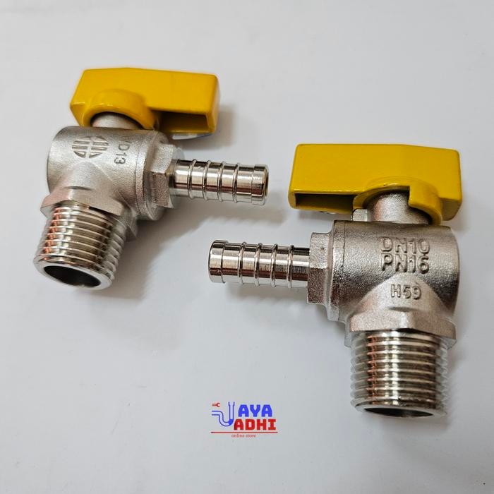 Stopkran Ballvalve Gas 1/2M x DN10 Angle Valve Sudut L Rifeng