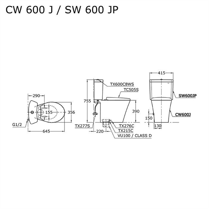 TOTO Kloset CW600J/SW600JP warna putih white