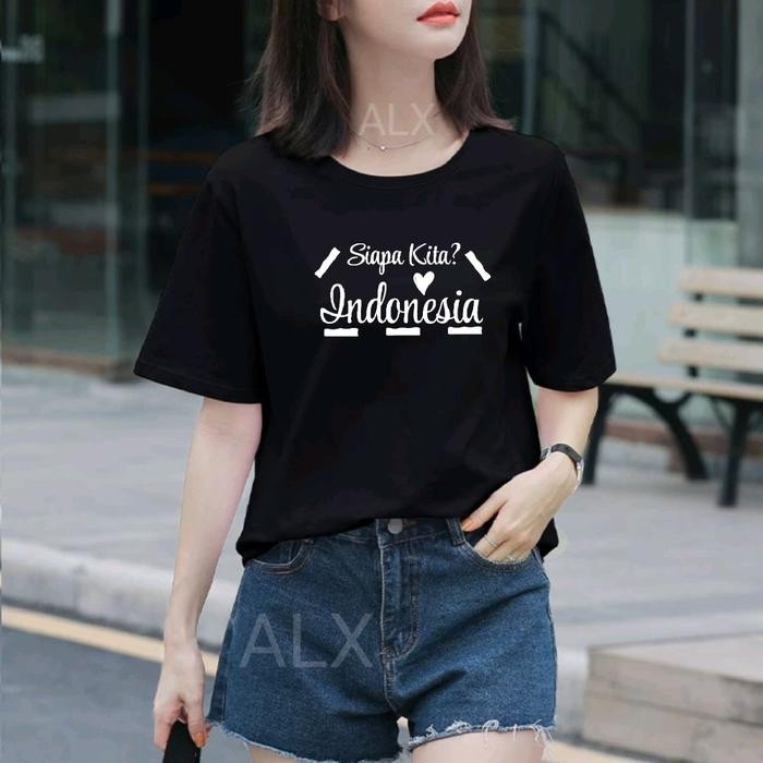 (Allthebest) COD / Baju 17 AGUSTUS Dewasa / Kaos Unisex Lengan Pendek Wanita INDONESIA 17 AGUSTUS