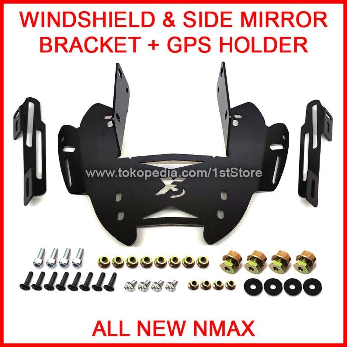 Bracket Windshield Spion + Gps All New Nmax 2020 2021 Breket Serpo X3