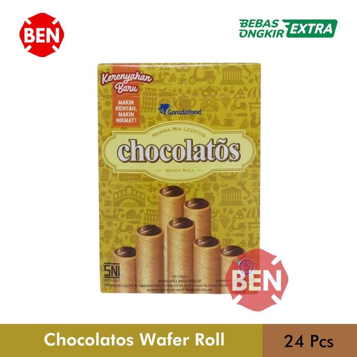 

CHOCOLATOS WAFER ROLL 1 BOX - 24 PCS DUS PAK - STICK MURAH GARUDA FOOD