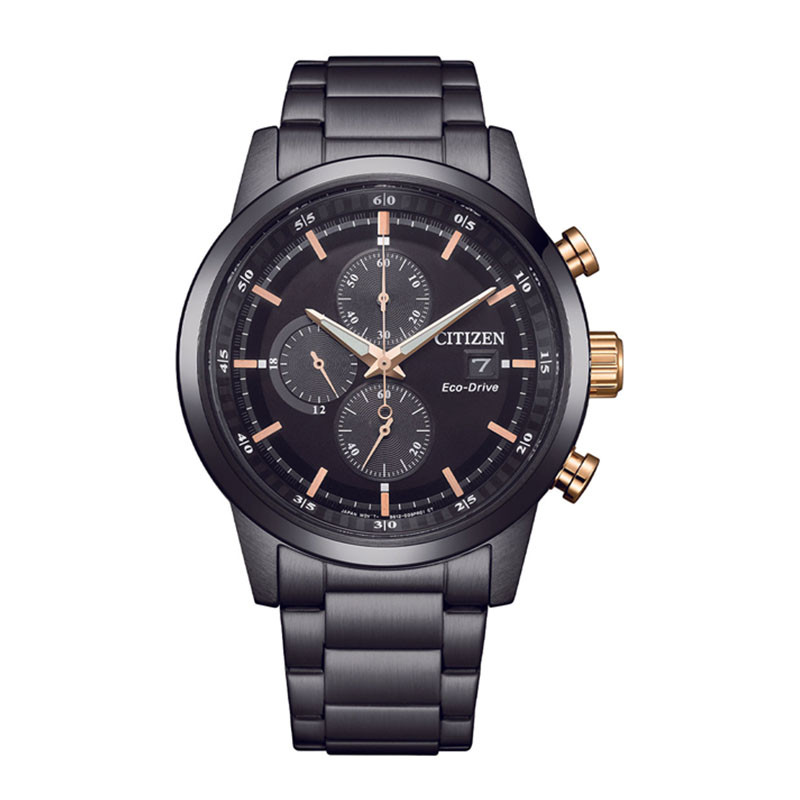 JAM TANGAN PRIA CITIZEN CHRONO ORIGINAL STAINLESS BLACK ECO DRIVE CITIZEN CA0746-85E CITIZEN ECO-DRI