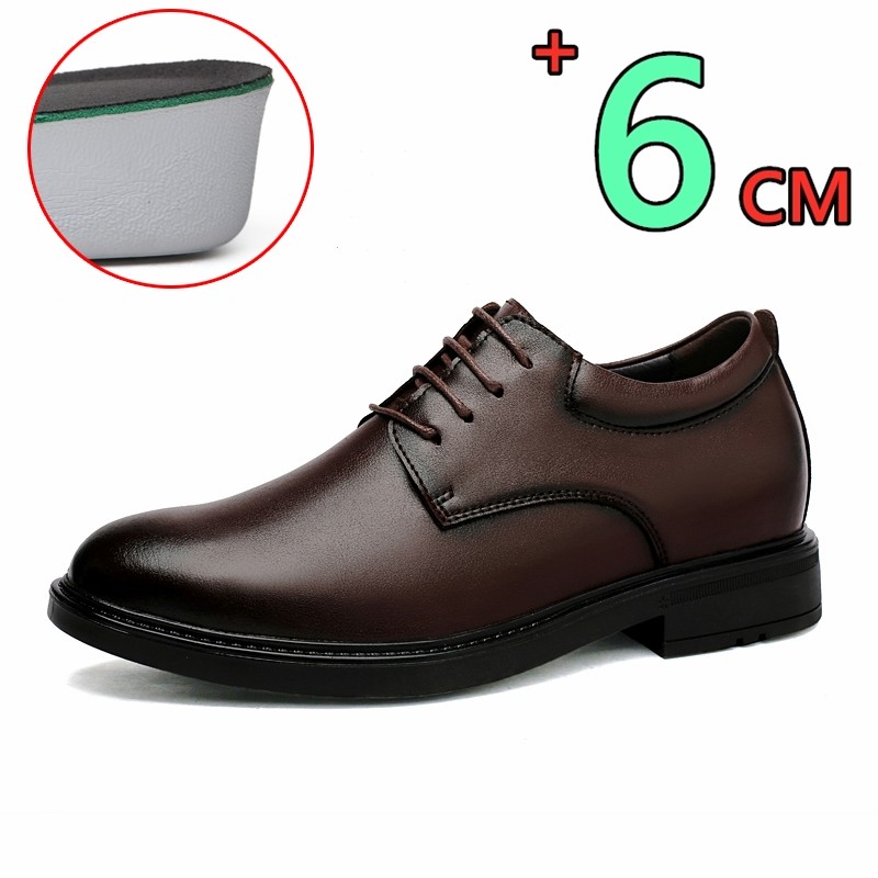 Big Size 35-47 Genuine Leather Dress Shoes Hidden Heels Elevator Shoes 6CM Height Shoes For Unisex B