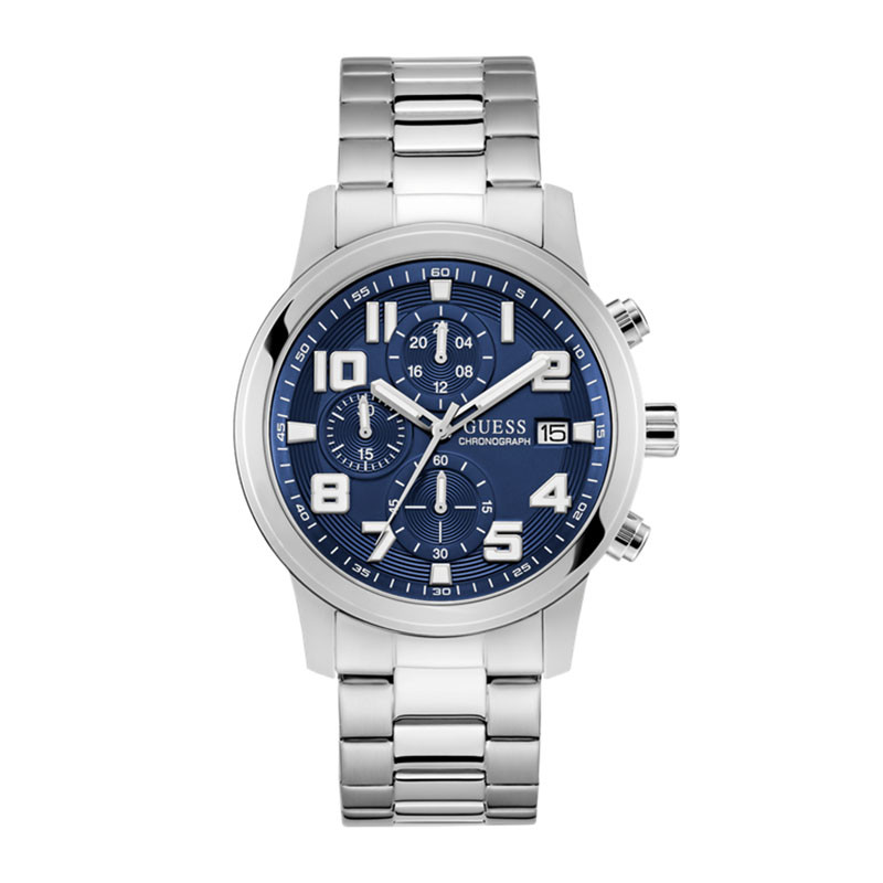 JAM TANGAN PRIA GUESS ATTICUS ORIGINAL GUESS GW0917G1 0917 GUESS GW0917 STAINLESS STEEL SILVER BLUE 