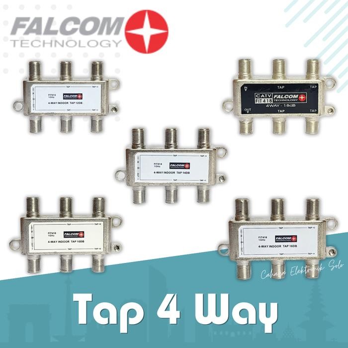 Falcom Tap 4 Way Indoor 12 db 12db CATV Jaringan TV Kabel Splitter
