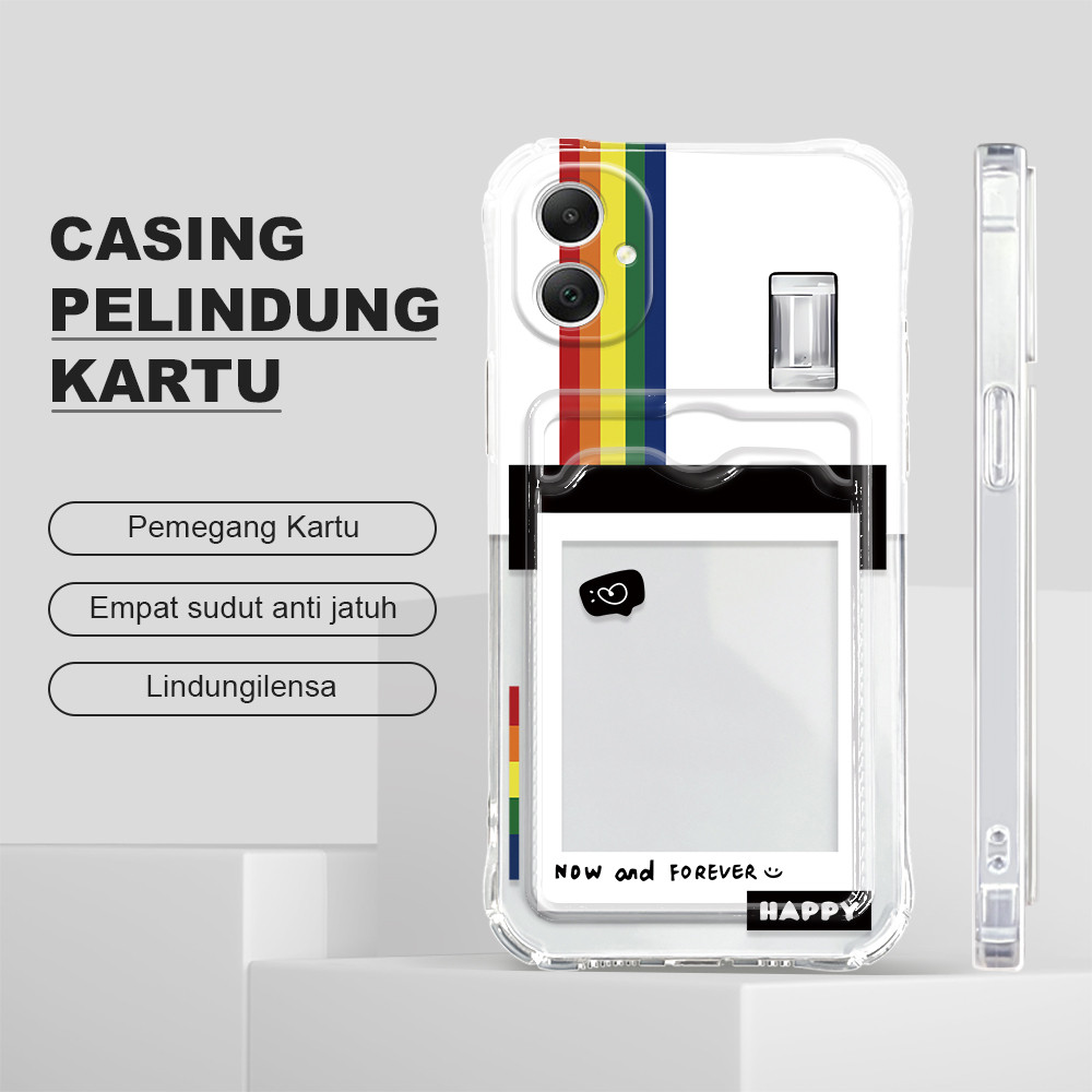 Casing Hp Untuk Compitable With Samsung Galaxy A05 Tempat Kartu Soft Cover Cassing Happy 1008 KB Kes