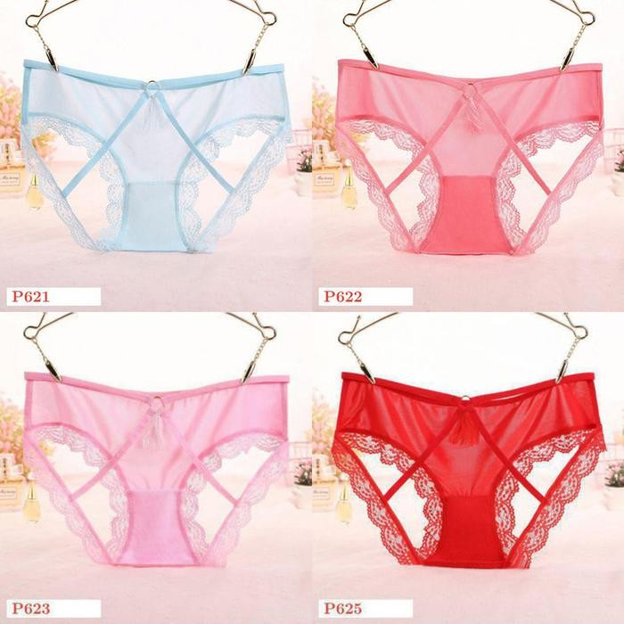 NEW P621 Celana Dalam Wanita CD Cewek Sexy Panties Hipster Terbuka Belakang Polos Transparan