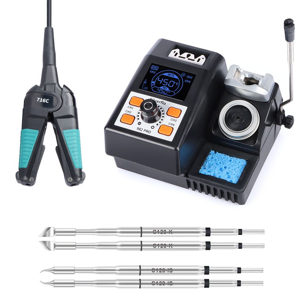 

982D-I Precision Tweezers Soldering Iron Station with 4 Preset Channels For Micro