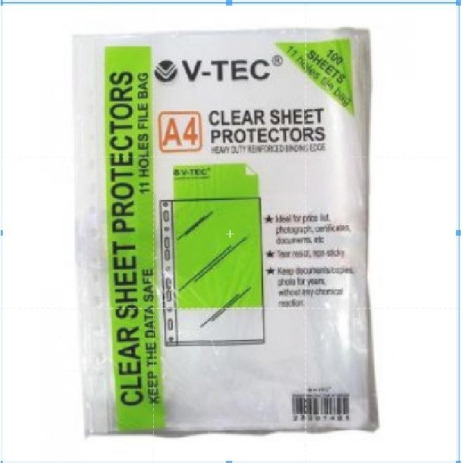 

TERLARIS PP Pocket Sheets Protector A4 V-tec isi 100 sheet/ Plastik Pocket V-t READY STOCK