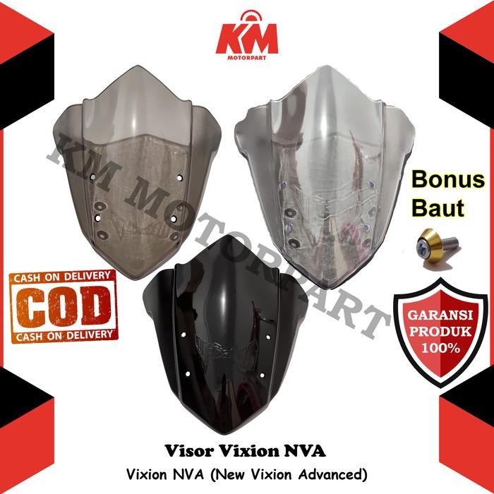 Aitech Bpro - Visor Windshield Yamaha Vixion New Nva 2015 2016 2017 Hitam Dan Bening Variasi Vixion