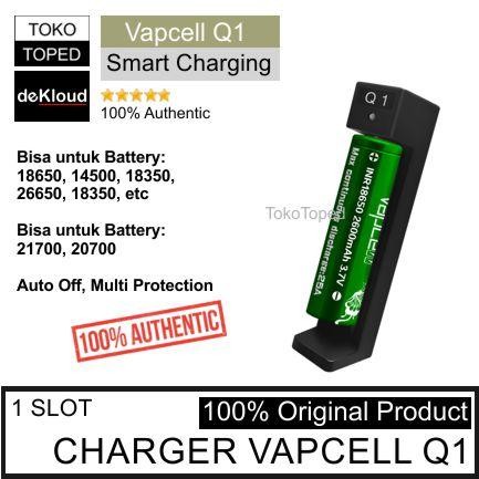 ID'' AUTHENTIC VAPCELL Q1 BATTERY CHARGER BATERAI BATRE 18650 21700 CAS