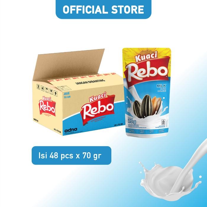 

Rebo Kuaci Rasa Milk 70 Gram - 1 Dus (Isi 48 Pcs)