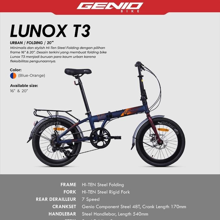 Sepeda Lipat 20 Inch Genio Lunox 1.0