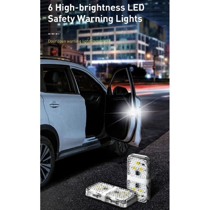 Baseus Lampu Led Pintu Mobil Door Open Warning Light 2 Pcs - Black