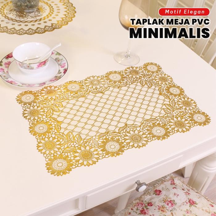 (Allthebest) <COD> Loyal Bosque Taplak Meja Tamu Oval Gold dan Silver Anti Air 38x55CM / Taplak Meja