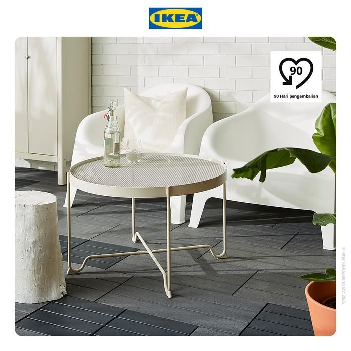 NEW IKEA KROKHOLMEN Meja Tamu Bulat Luar Ruangan Krem 73cm