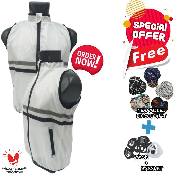 ROMPI SEPEDA LIPAT ROUTBIKE WINDBREAKER UNISEX WHITE