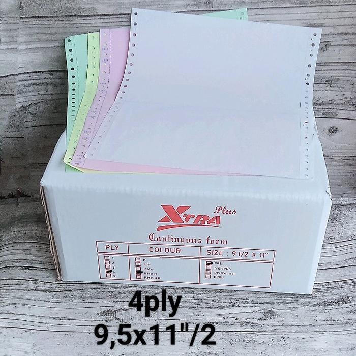 

Kertas Continuous Form 4Ply 250Set 9.5X11"Dibagi 2 Paper