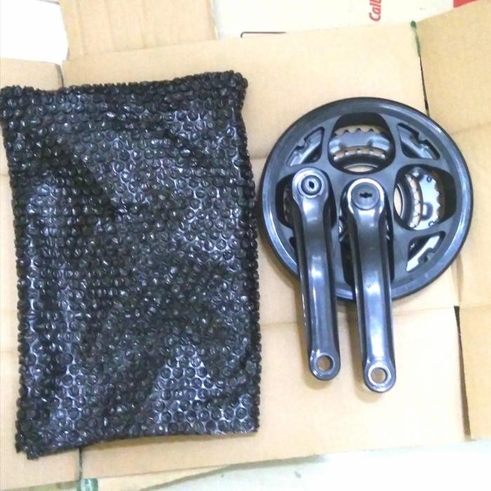 CRANK SEPEDA MTB CRANKSET 3 SPEED CHAINRING MEREK TURANZA GEAR HITAM