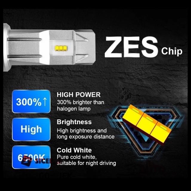 [2 PCS] Lampu LED M3 ZES CHIP H7 H8 H11 H16 HB3 HB4 6500K Car