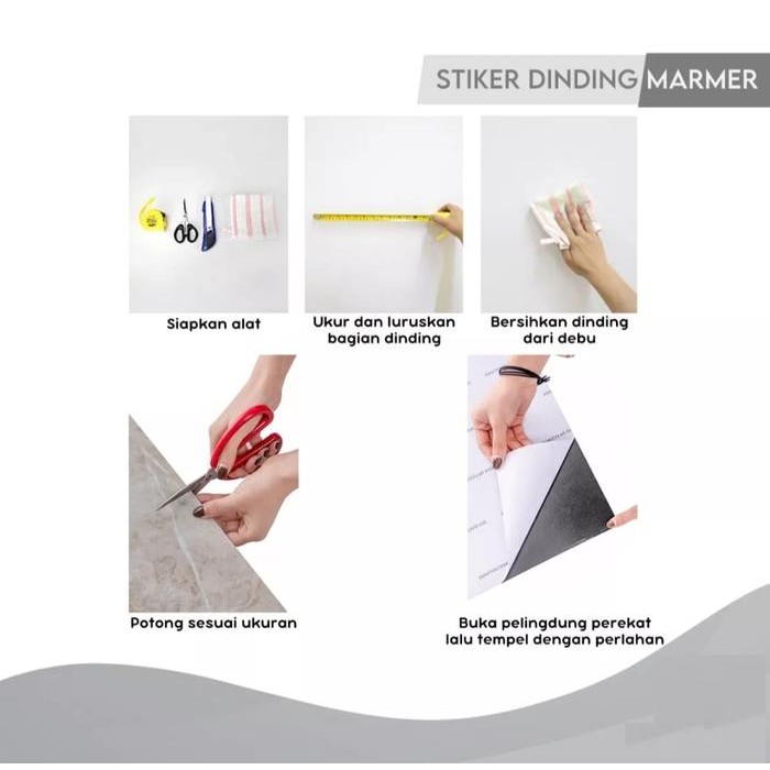 (Allthebest) Stiker Marmer Granit Premium 60x30CM / Stiker Dinding Kamar Mandi Dapur Meja Kompor