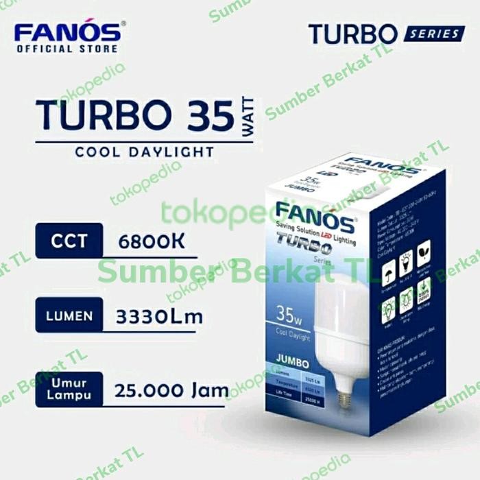 Lampu Bohlam LED Fanos Turbo 35W 35 W 35 Watt 35Watt Putih 6800K