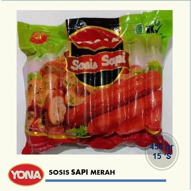 

(Allthebest) YONA Sosis Sapi Merah isi 15 pc 450 gr