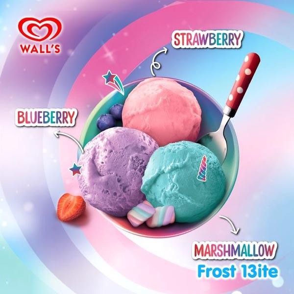 

(Allthebest) Wall's / Walls Extra Creamy 3 in 1 Unicorn Ice Cream / Es Krim 700ml
