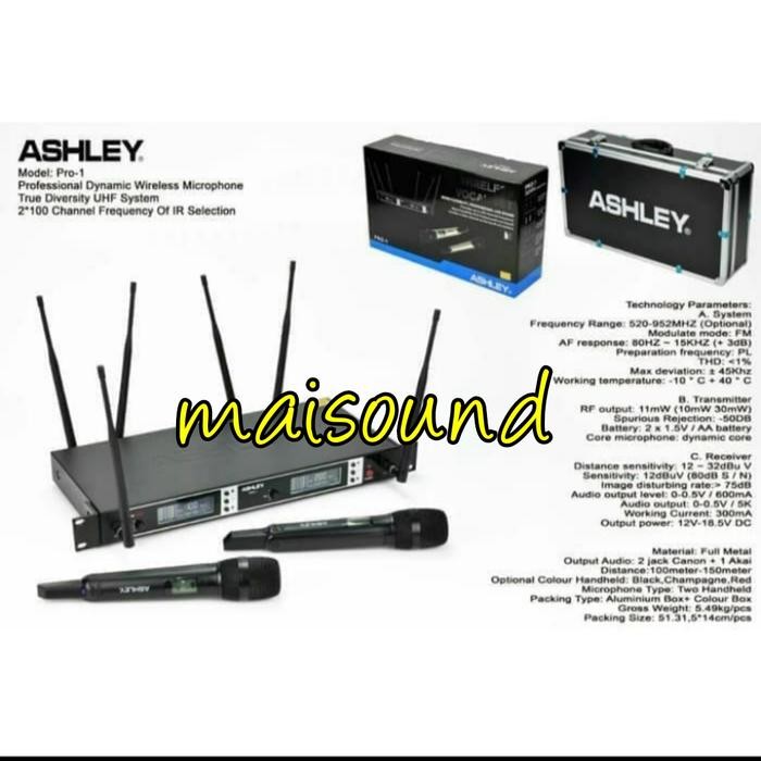 MIC WIRELESS ASHLEY PRO 1 PEGANG MICROPHONE ASHLEY PRO1 ORIGINAL KOPER