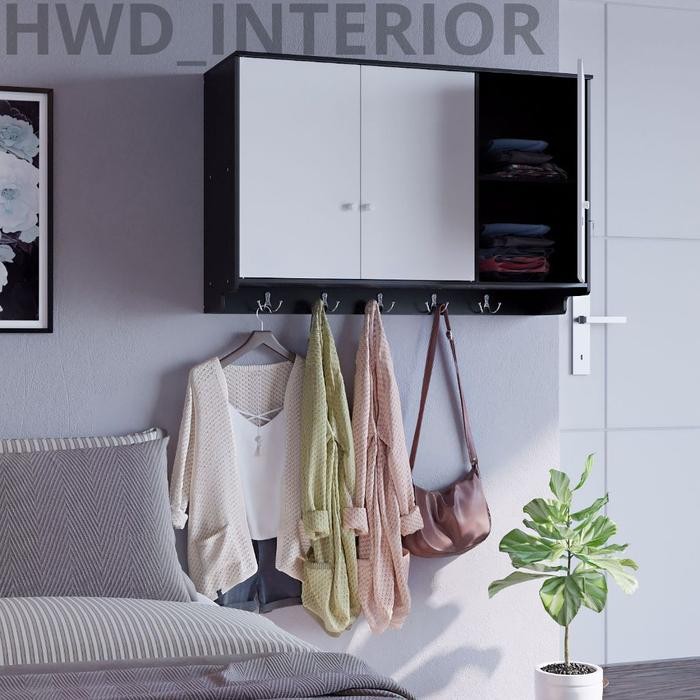Lemari Pakaian Atas 3 Pintu Serbaguna Tempel Dinding Gantung Multifungsi Lemari Gantung Dinding