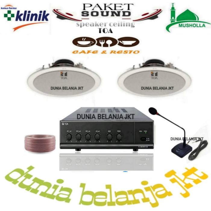 paket sound power amplifier toa speaker ceiling toa 2 titik with mic