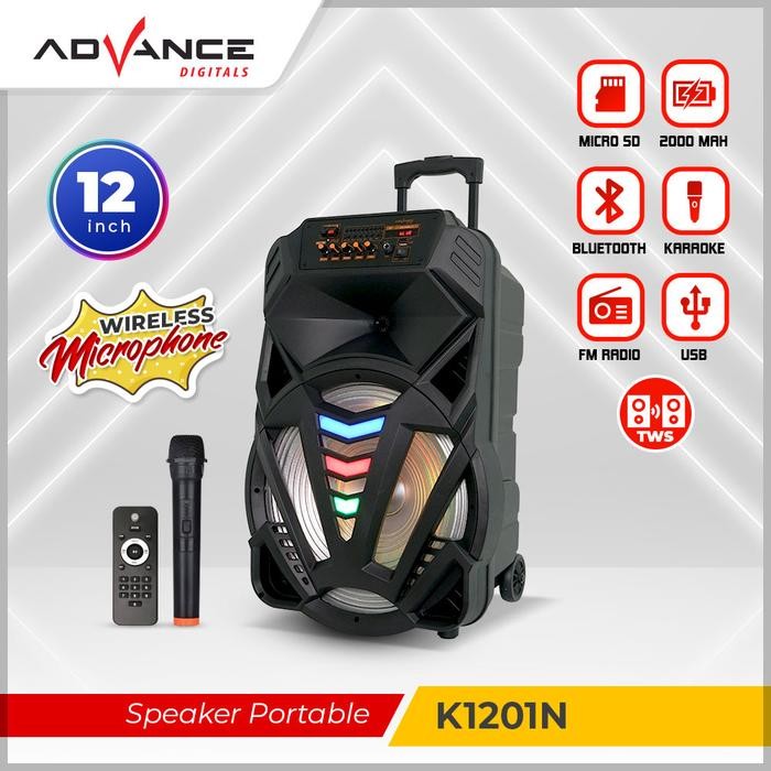 Advance Bluetooth Speaker K1201N Speaker Aktif Speaker 12" Dengan Mic Speaker Besar Speaker Event