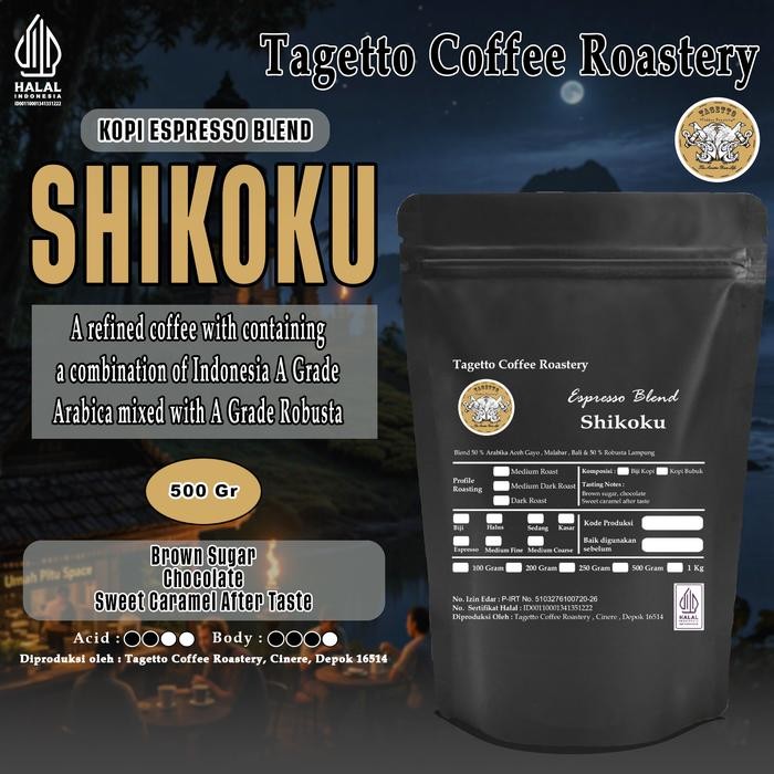 

Otten Coffee - Biji Kopi Espresso Blend Shikoku 500Gr - Arabica 50% & Robusta 50% Bean Ground Bubuk