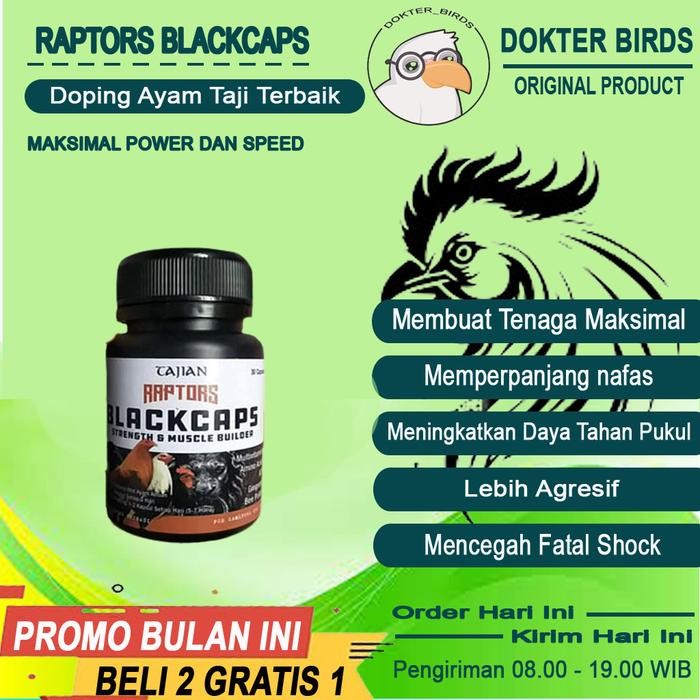 Doping Ayam Aduan Laga - Raptors Blackcaps 30 Kapsul -Gratisongkir