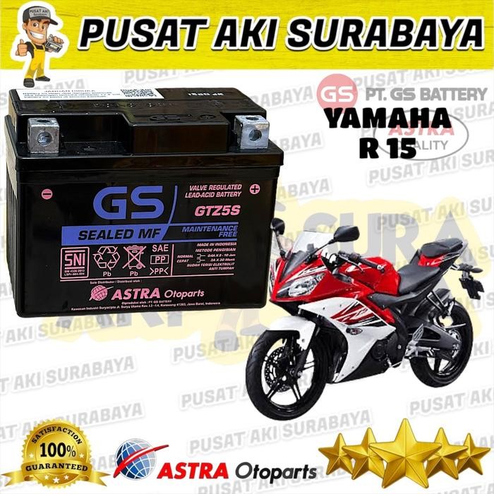 Langsung Kirim  AKI MOTOR STANDAR PABRIK GS ASTRA GTZ5S YAMAHA R15 3.5 AMPER 12V YTZ5S