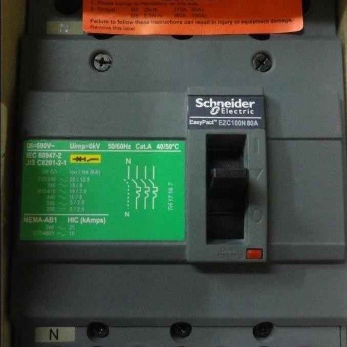 Mccb Ezc100N 4P 80A 18Ka Ezc100N 4Pole 80A 4Phase Ezc100N 80A