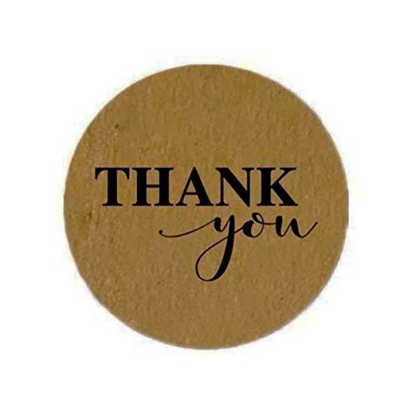 Thank You Round Brown Sticker Stiker Bulat Paket Hadiah Gift DIY *