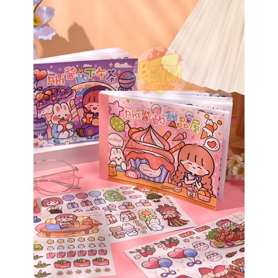 STIKER BUKU ISI 50 LEMBAR KARAKTER LUCU IMUT DIY STIKER SPIRAL ELEGAN *