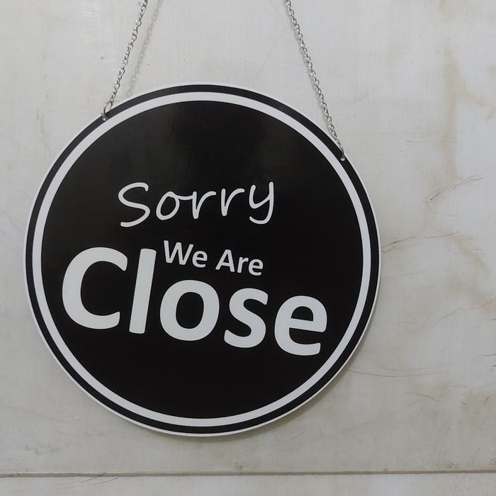 

ORIGINAL TULISAN OPEN/CLOSE BULAT SIGN AKRILIK GANTUNG KACA UK. 20CM READY STOCK