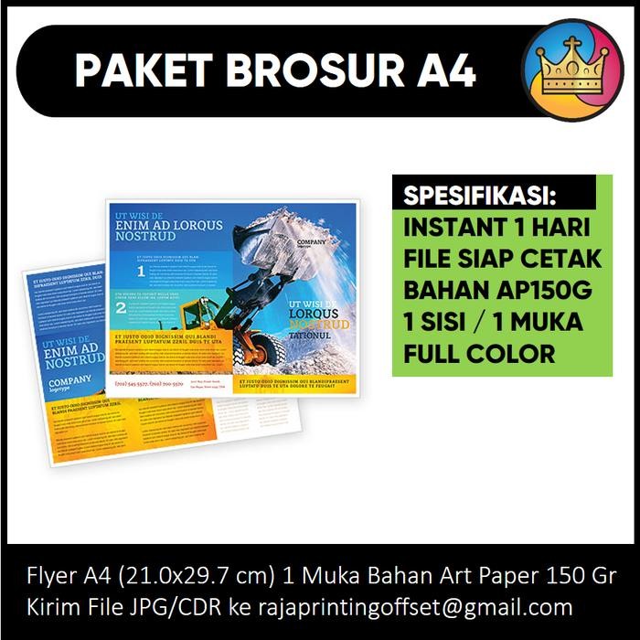 

PAKET Cetak Brosur Flyer A4 Full Color Warna 1 Sisi Muka Instan Cepat